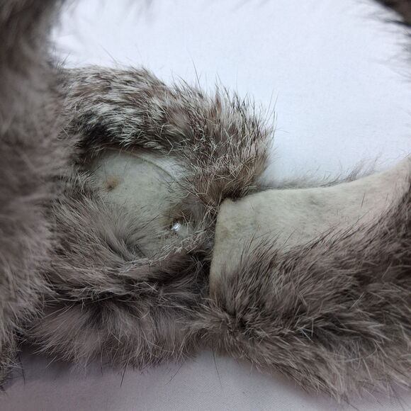 Vintage Genuine Rabbit Fur Earmuffs | Grey White Soft Halo Headband Ear Warmers main image 4